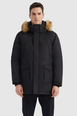 Orolay-Mid-Length Insulated Hooded Down Coat-#color_Black