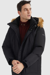 Orolay-Mid-Length Insulated Hooded Down Coat-#color_Black