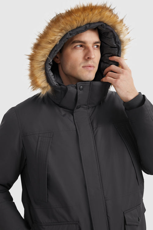 Orolay-Mid-Length Insulated Hooded Down Coat-#color_Odyssey Gray