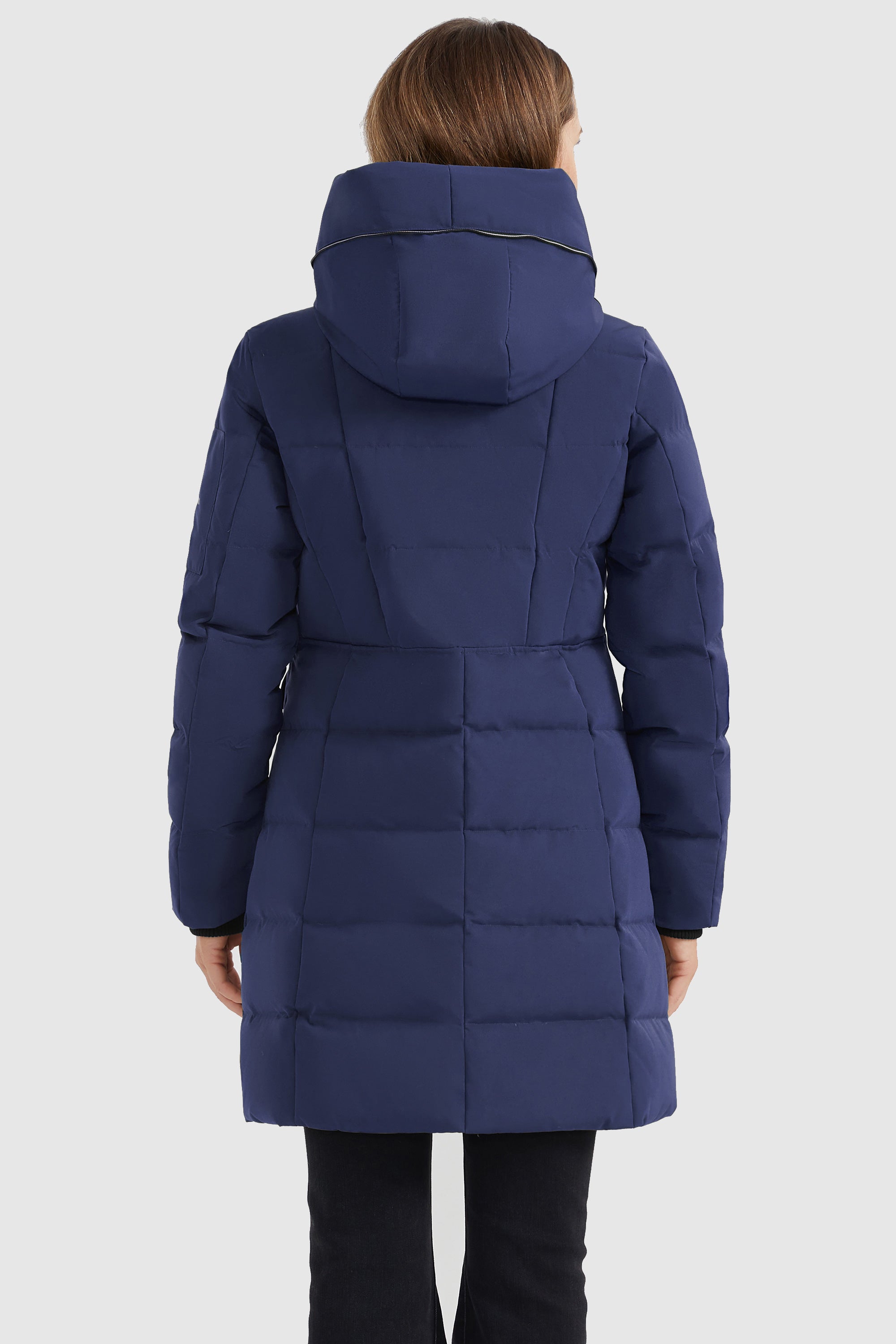 Orolay-Mid Length Slant Pocket Puffer Jacket-#color_Beacon Blue