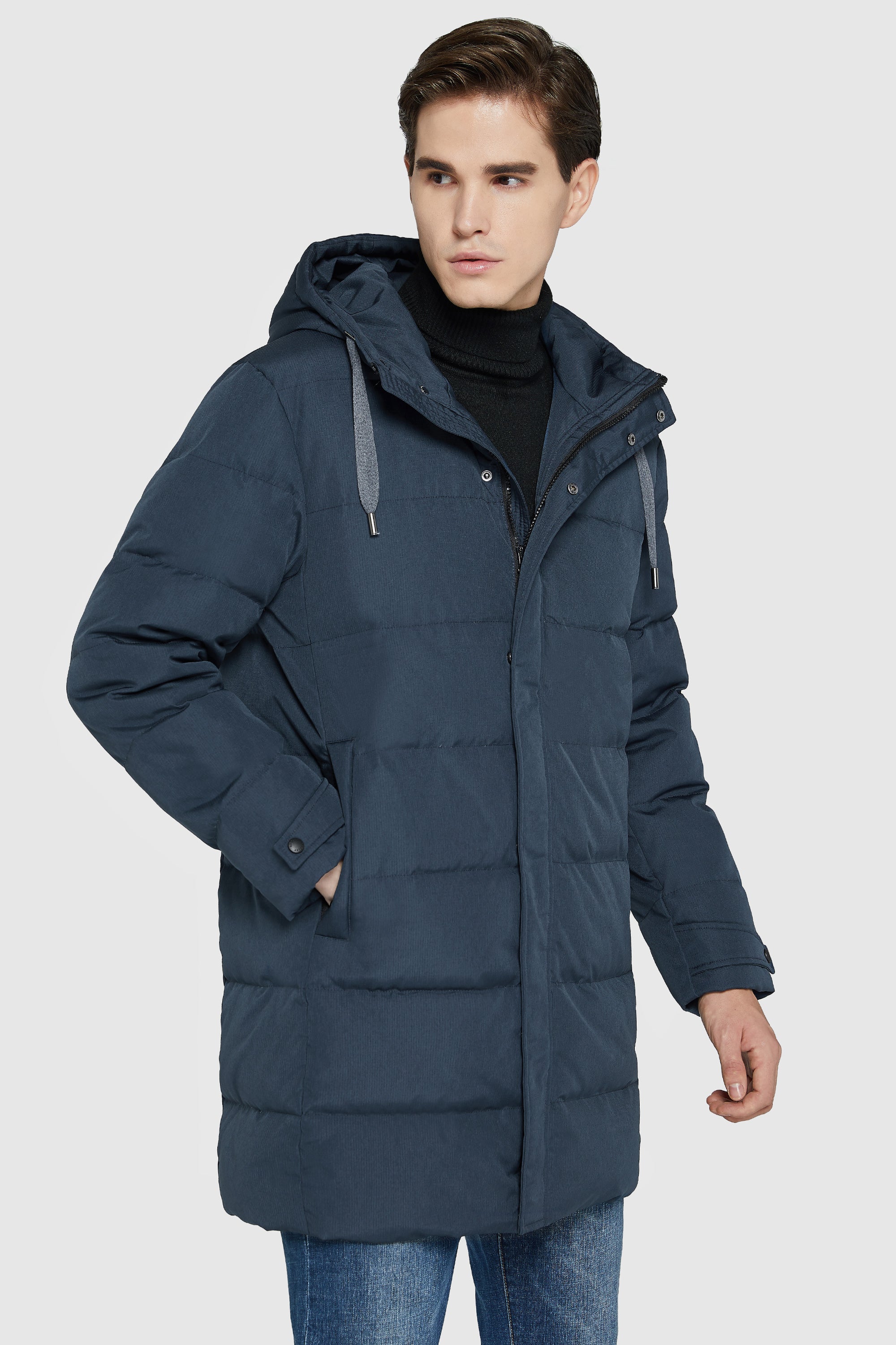 Orolay-Mid-Length Warm Hooded Puffer Down Jacket-#color_Majolica Blue