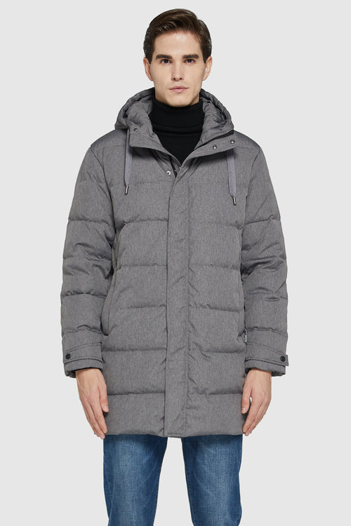 Orolay-Mid-Length Warm Hooded Puffer Down Jacket-#color_Night Owl