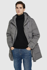 Orolay-Mid-Length Warm Hooded Puffer Down Jacket-#color_Night Owl