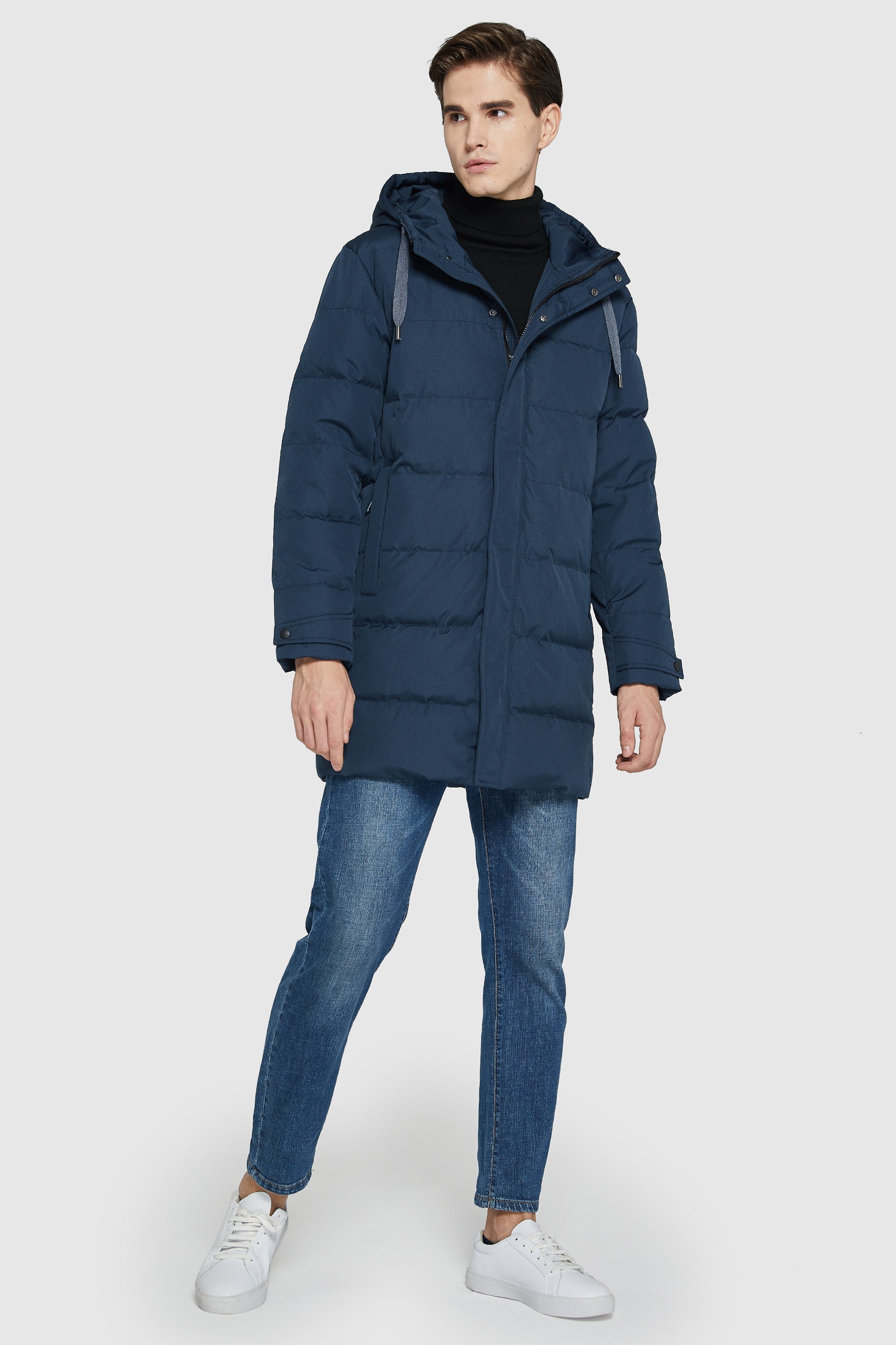 Orolay-Mid-Length Warm Hooded Puffer Down Jacket-#color_Majolica Blue