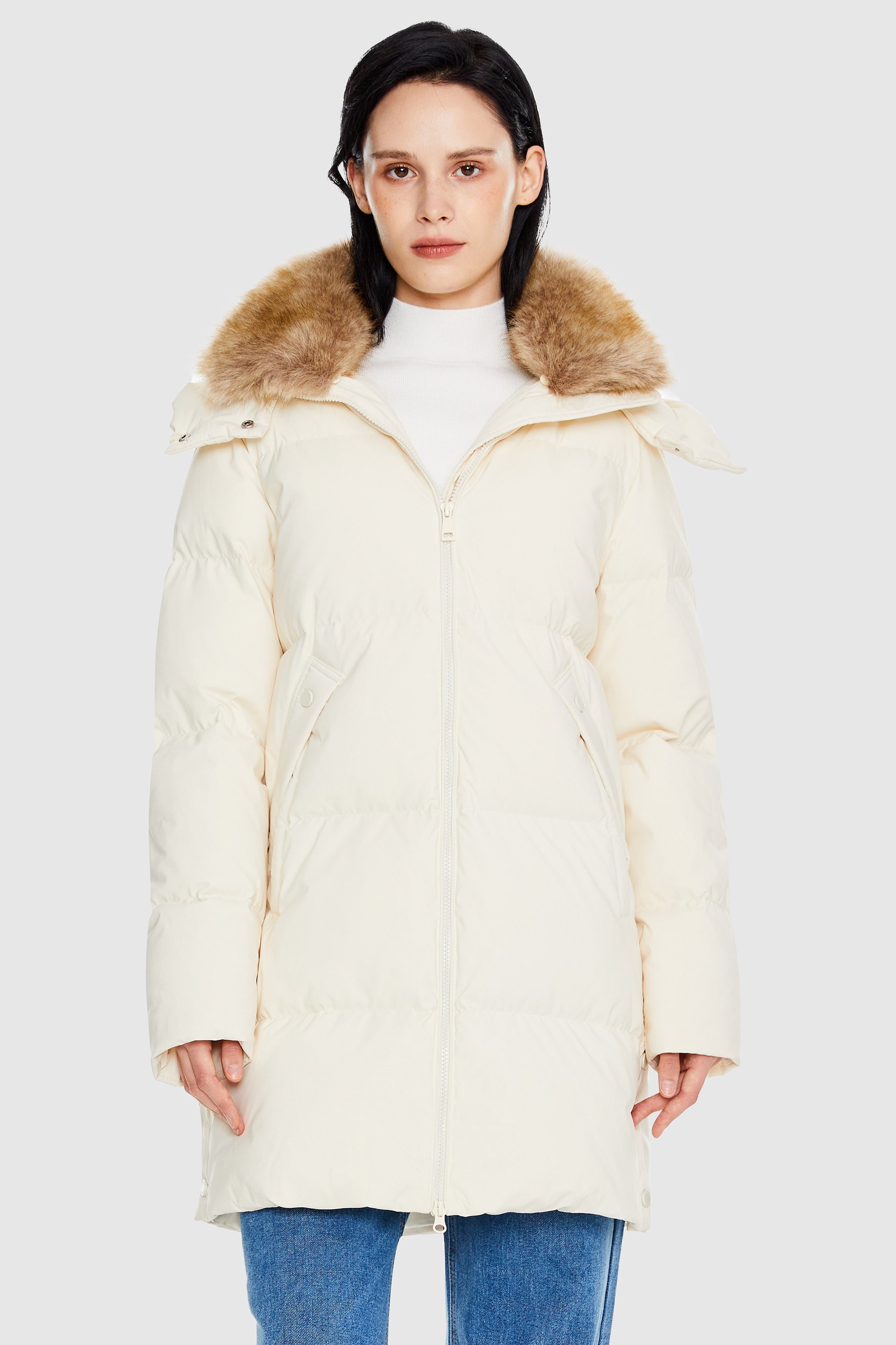 Orolay-Mid-Length Winter Thickened Puffer Jacket-#color_Tofu