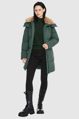 Orolay-Mid-Length Winter Thickened Puffer Jacket-#color_Sagebrush Green