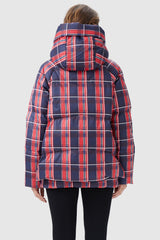 Orolay-Multi-Pockets Plaid Puffer Jacket-#color_Red plaid