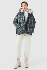 Orolay-Multi-Pockets Plaid Puffer Jacket-#color_Blue plaid