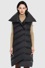 Orolay-Oversized Collar Puffer Down Vest-#color_Black