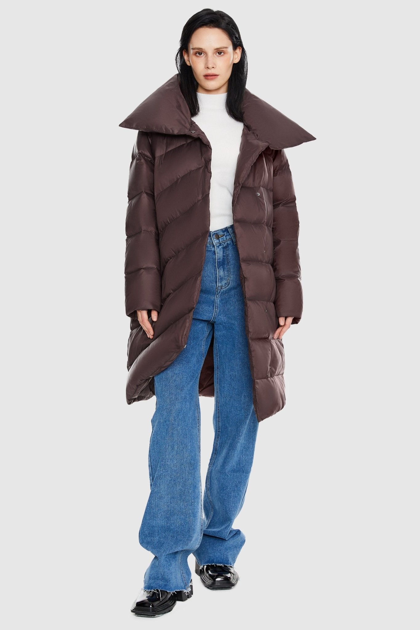 Orolay-Oversized Collar Puffer Jacket-Oversized Collar Puffer Jacket - Orolay, #color_Fudge