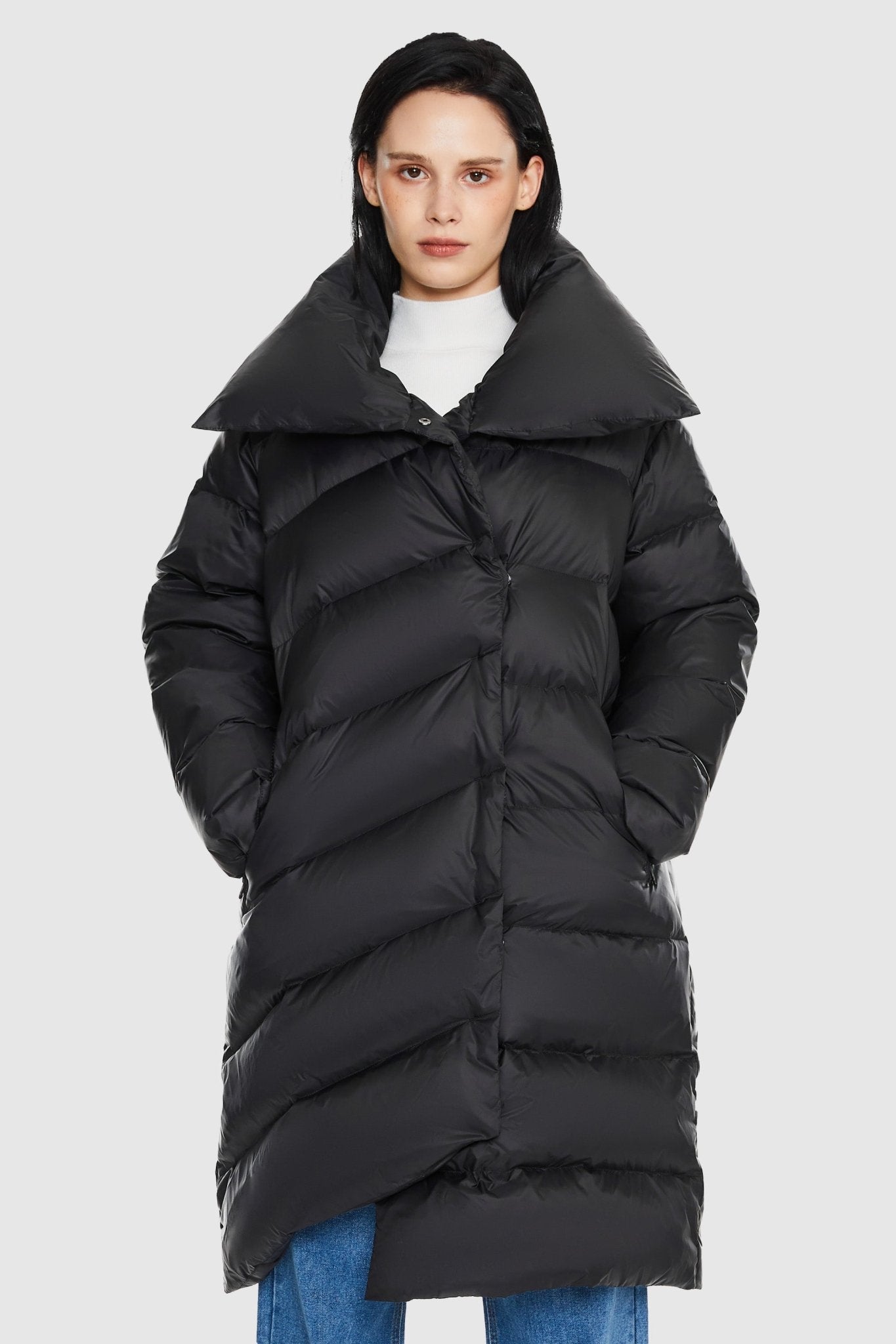 Orolay-Oversized Collar Puffer Jacket-Oversized Collar Puffer Jacket - Orolay, #color_Black