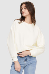 Orolay-Oversized Crewneck Sweatshirt-Image 2 of Oversized Crewneck Sweatshirt from Orolay - #color_Beige