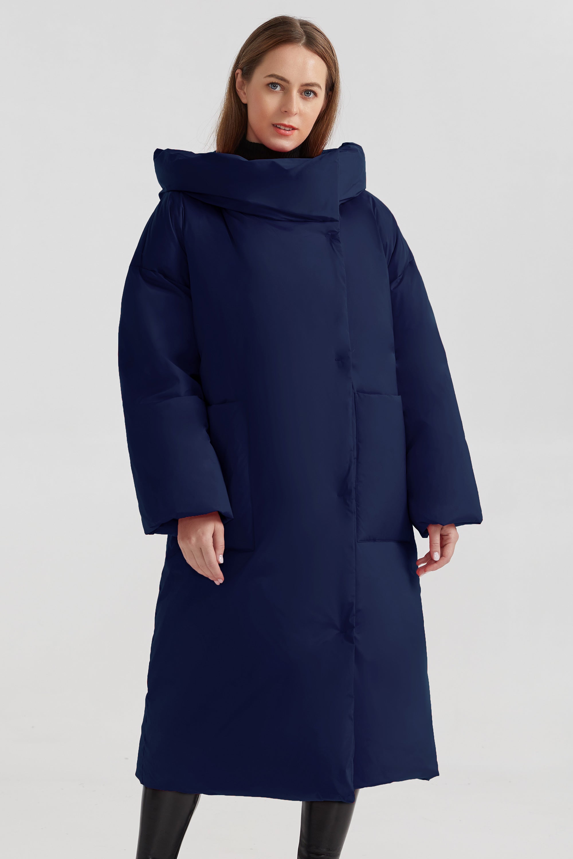 Orolay-Oversized Long Puffer Down Coat with Hood-#color_Beacon Blue