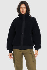 Orolay-Oversized Snap Button Sherpa Coat-Oversized Snap Button Sherpa Coat - Orolay, #color_Navy