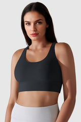 Orolay-Padded Criss Cross Strappy Sports Bras-#color_Black