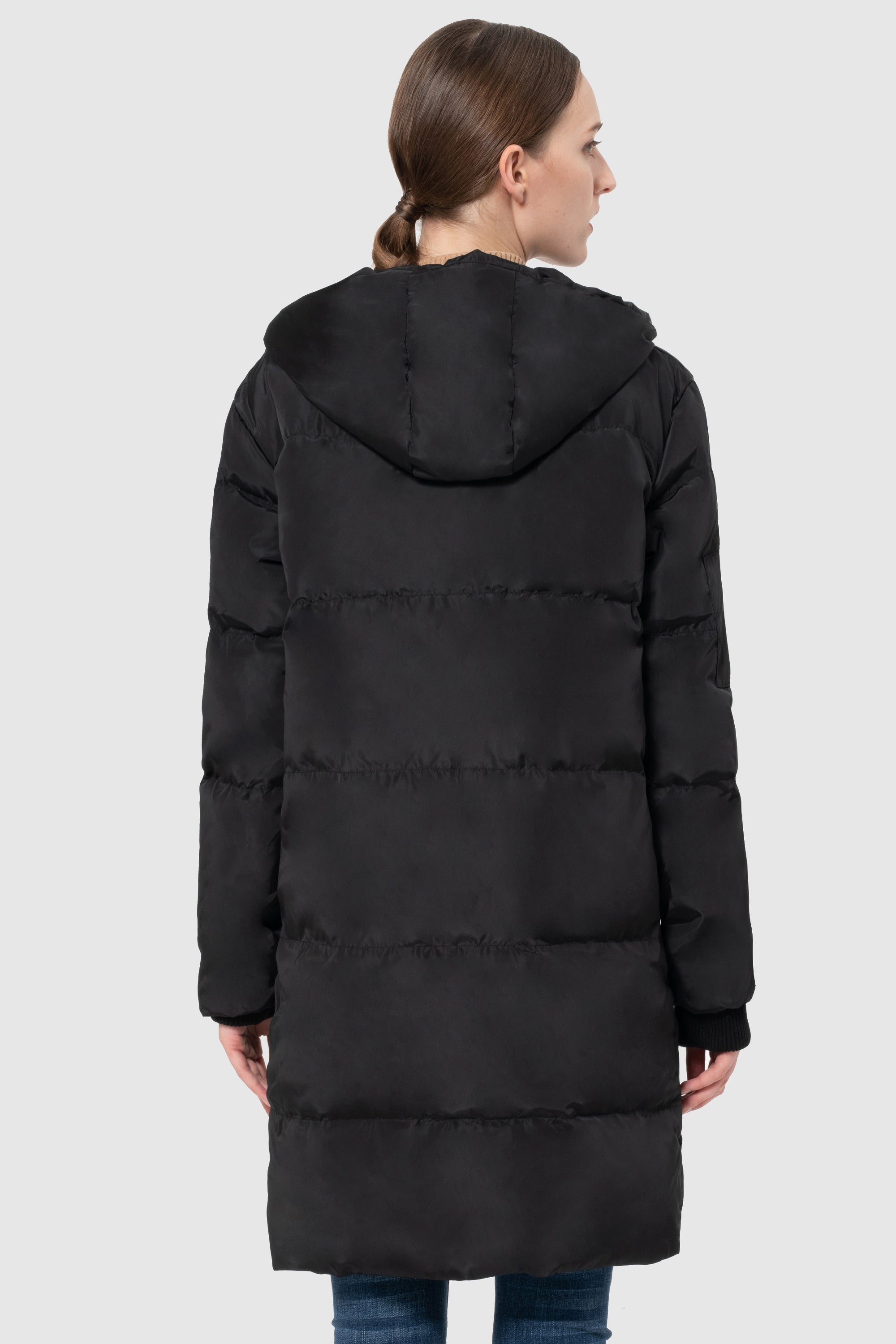 Orolay-Plus Size Thicken Down Jacket Hooded Coat-#color_Black