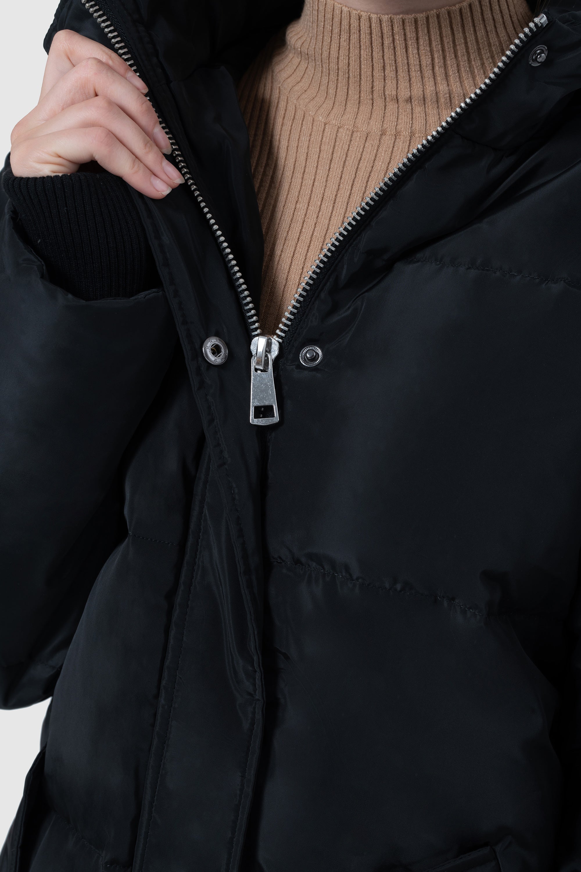 Orolay-Plus Size Thicken Down Jacket Hooded Coat-#color_Black