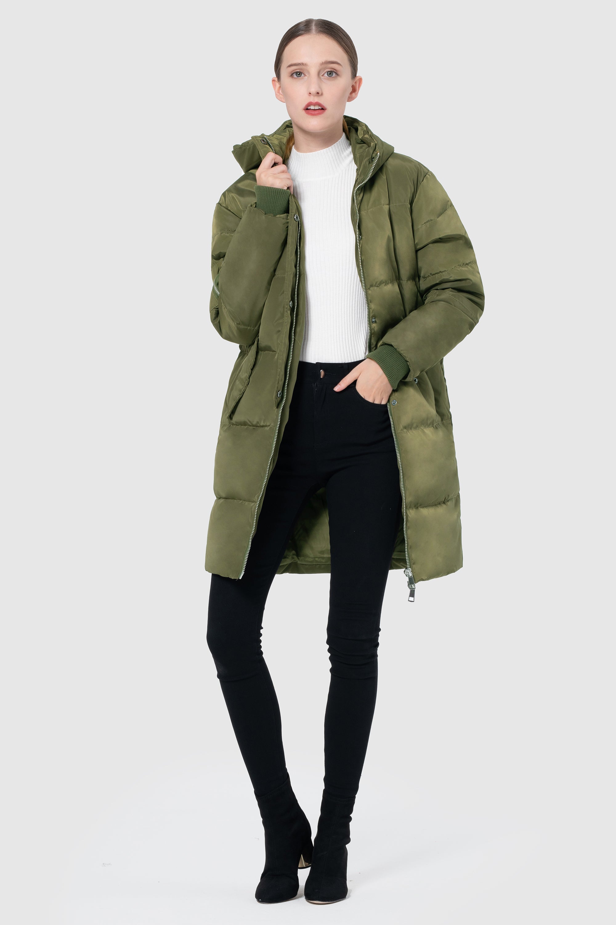 Orolay-Plus Size Thicken Down Jacket Hooded Coat-#color_Peat Moss