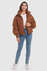 Orolay-Puff-O Classics Short Oversized Down Coat-Orolay-Puff-O Classics Short Oversized Down Coat-#color_Bombay Brown