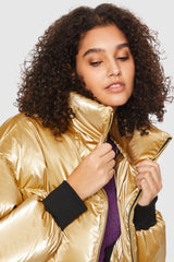 Orolay-Puff-O Cosmos Chrome Cropped Puffer-#color_Metallic Golden