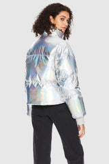 Orolay-Puff-O Cosmos Chrome Cropped Puffer-#color_Metallic Colorful