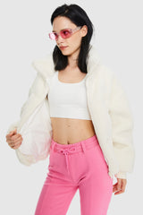 Orolay-Puff-O Earthugger Fleece Cropped Jacket-#color_Tofu