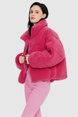 Orolay-Puff-O Earthugger Fleece Cropped Jacket-#color_Azalea Pink