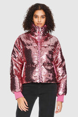 Orolay-Puff-O O-Lab Disco Sequin Jacket-#color_Pink crystal