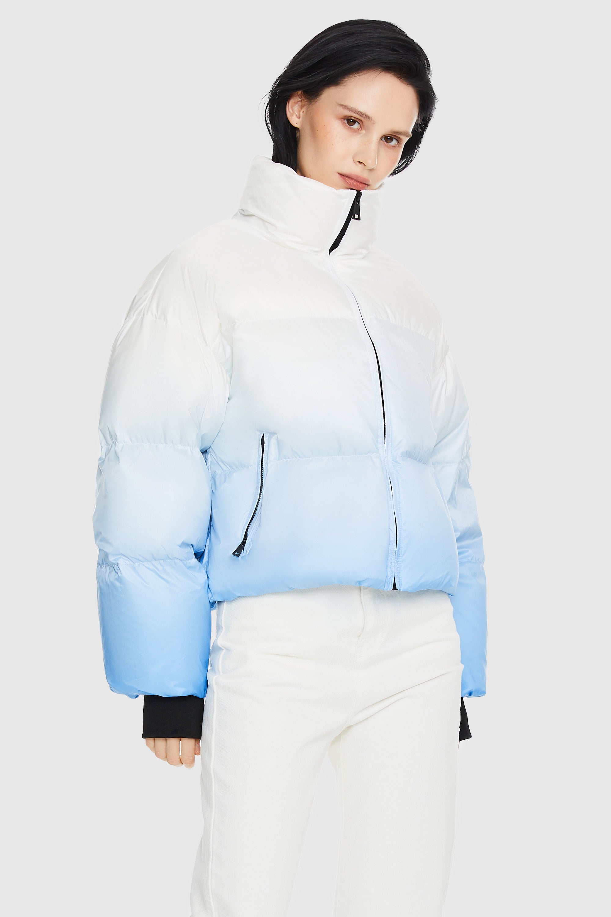 Orolay-Puff-O Summit Ombre Cropped Puffer-#color_Gradient blue