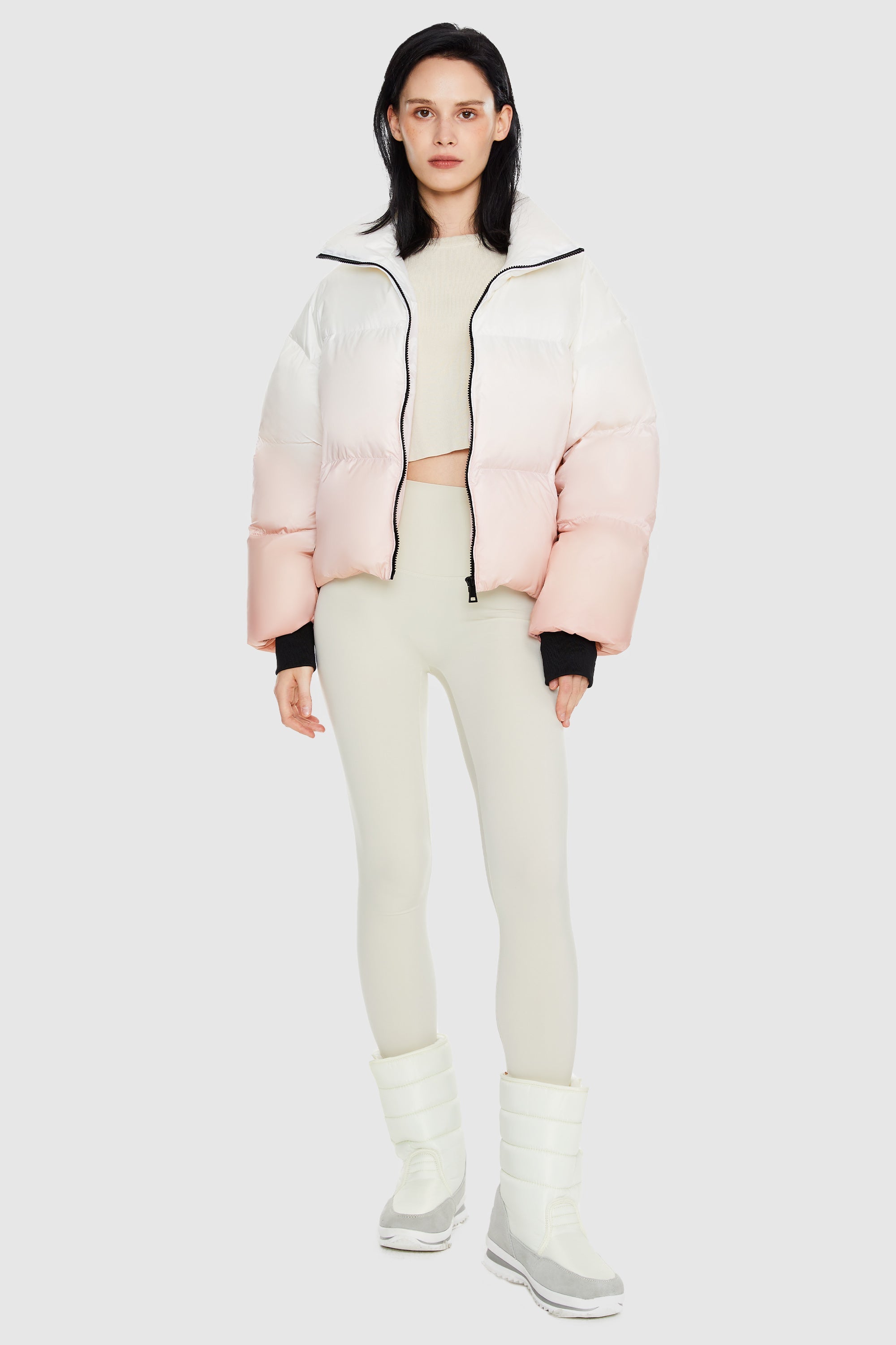 Orolay-Puff-O Summit Ombre Cropped Puffer-#color_Gradient Pink