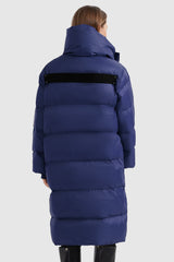 Orolay-Puffer Long Stylish Winter Jacket with Warm Thickened Collar-#color_Bluing