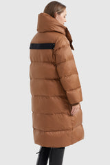 Orolay-Puffer Long Stylish Winter Jacket with Warm Thickened Collar-#color_Bombay Brown