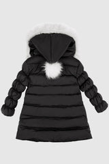 Orolay-Puffer Zipper Pockets Hooded Down Coat-#color_Black