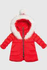 Orolay-Puffer Zipper Pockets Hooded Down Coat-#color_Cherry Tomato