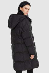 Orolay-Puffy Puffer Jacket with Detachable Hood-#color_Black