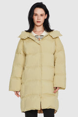 Orolay-Puffy Puffer Jacket with Detachable Hood-#color_Frosted Almond