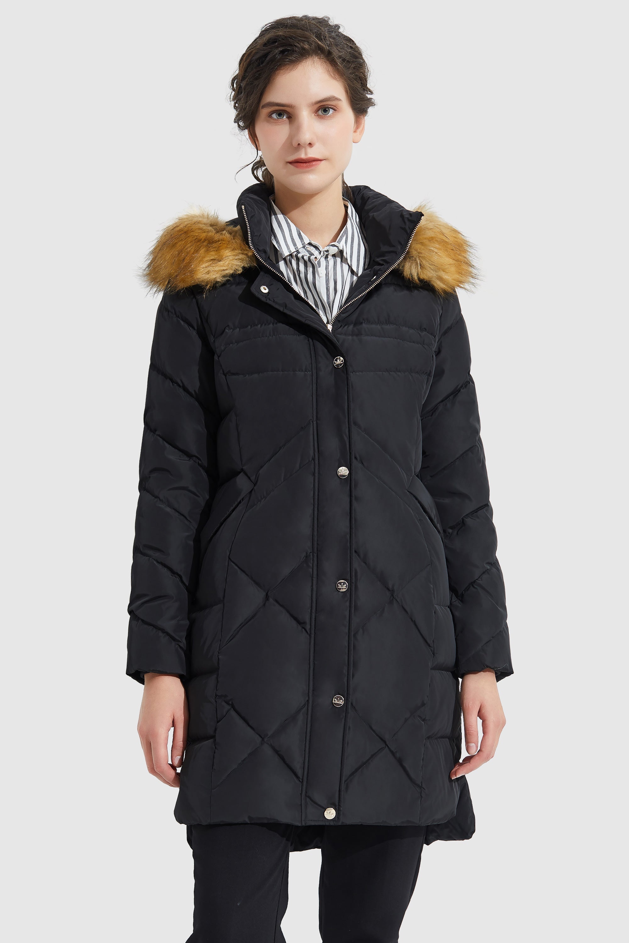 Orolay-Quilted Down Coat-#color_Black