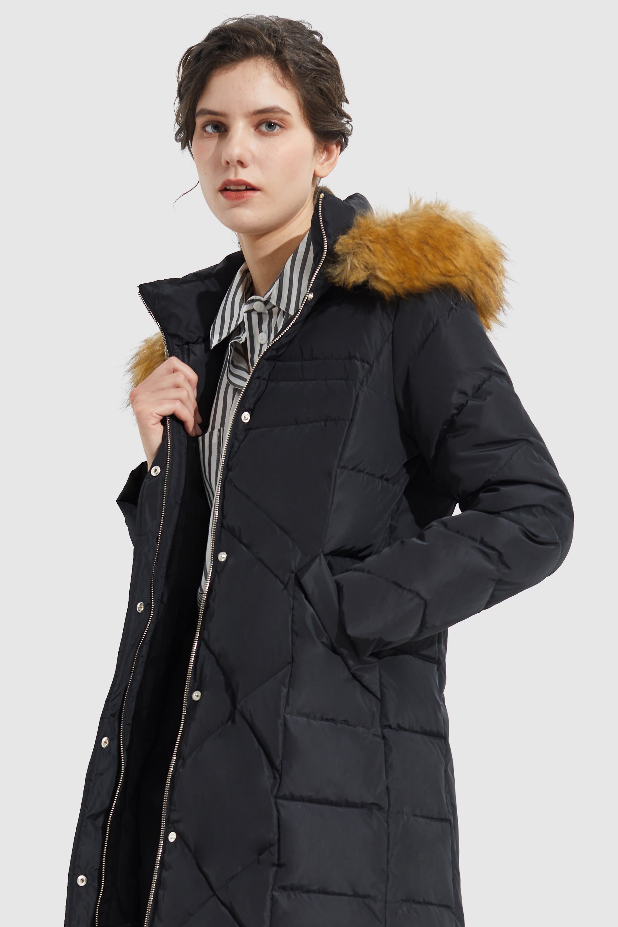 Orolay-Quilted Down Coat-#color_Black