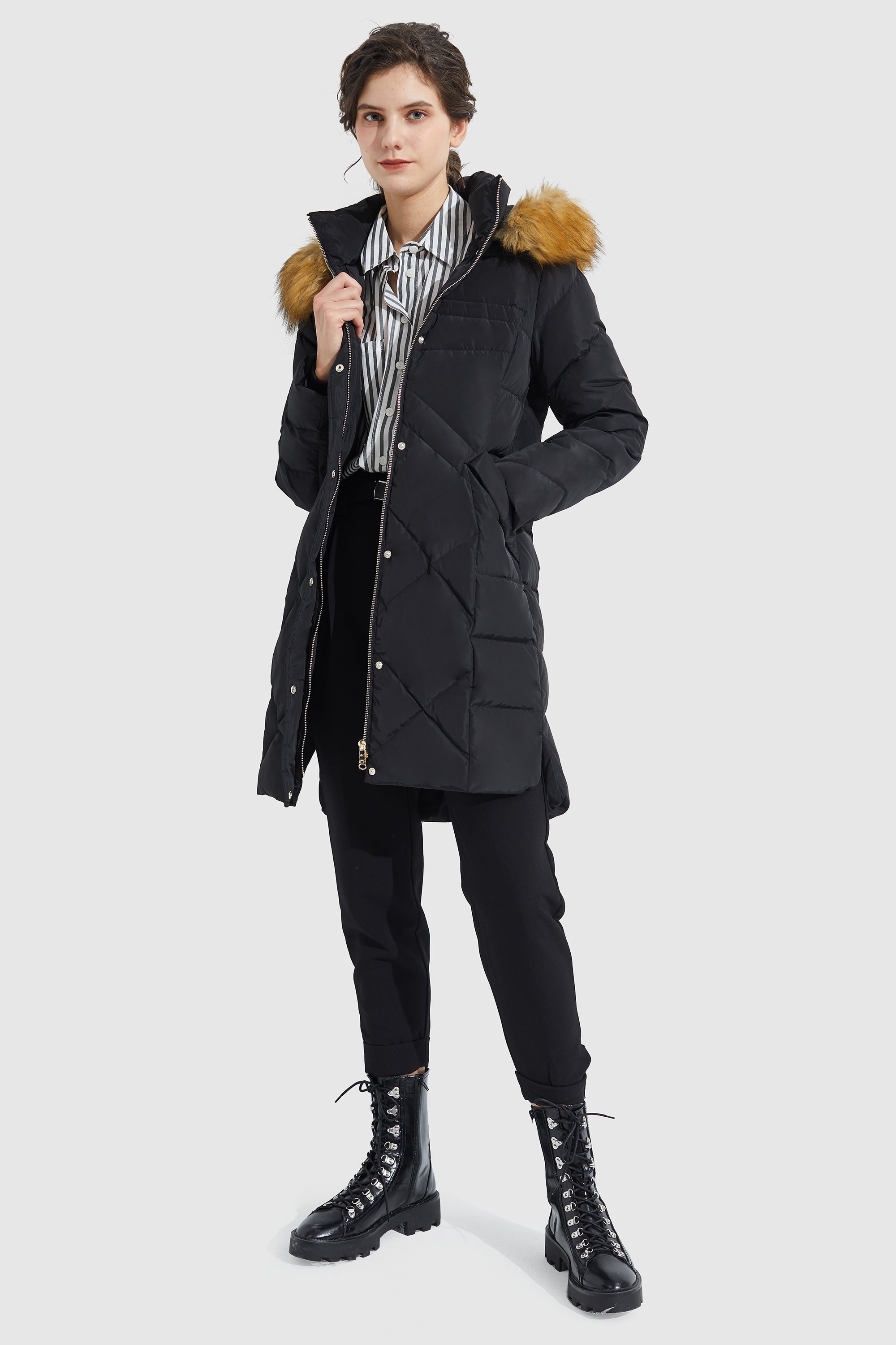 Orolay-Quilted Down Coat-#color_Black