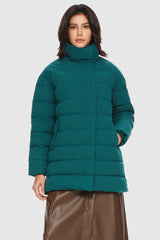 Orolay-Quilted Mid-Length Coat-#color_Sagebrush Green