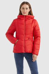 Orolay-Quilted Puffer Jacket with Hood-#color_Fiery Red