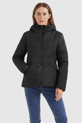 Orolay-Quilted Puffer Jacket with Hood-#color_Black