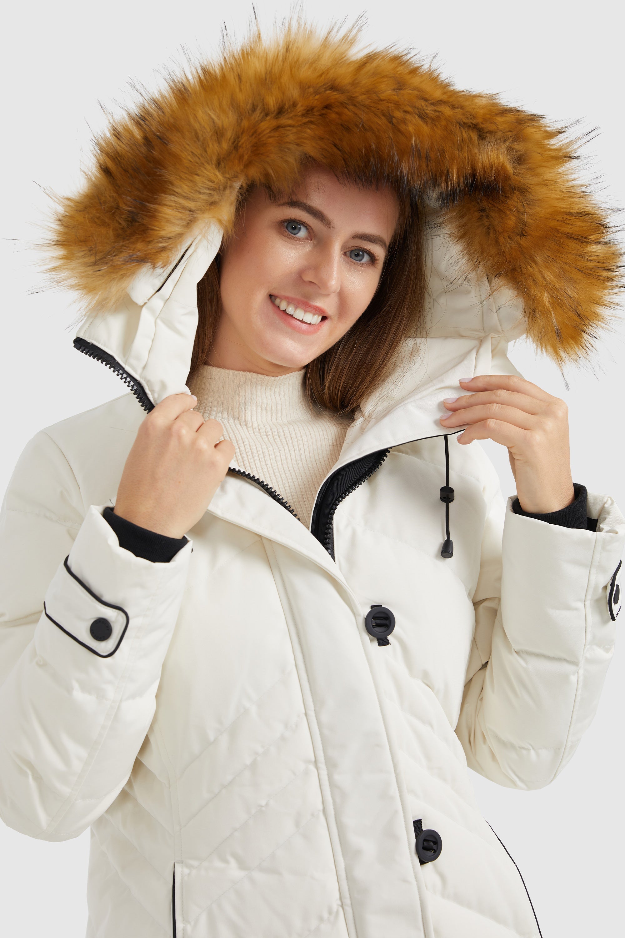 Orolay-Quilted Thickned Down Coat-#color_White