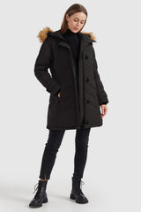 Orolay-Quilted Thickned Down Coat-#color_Black