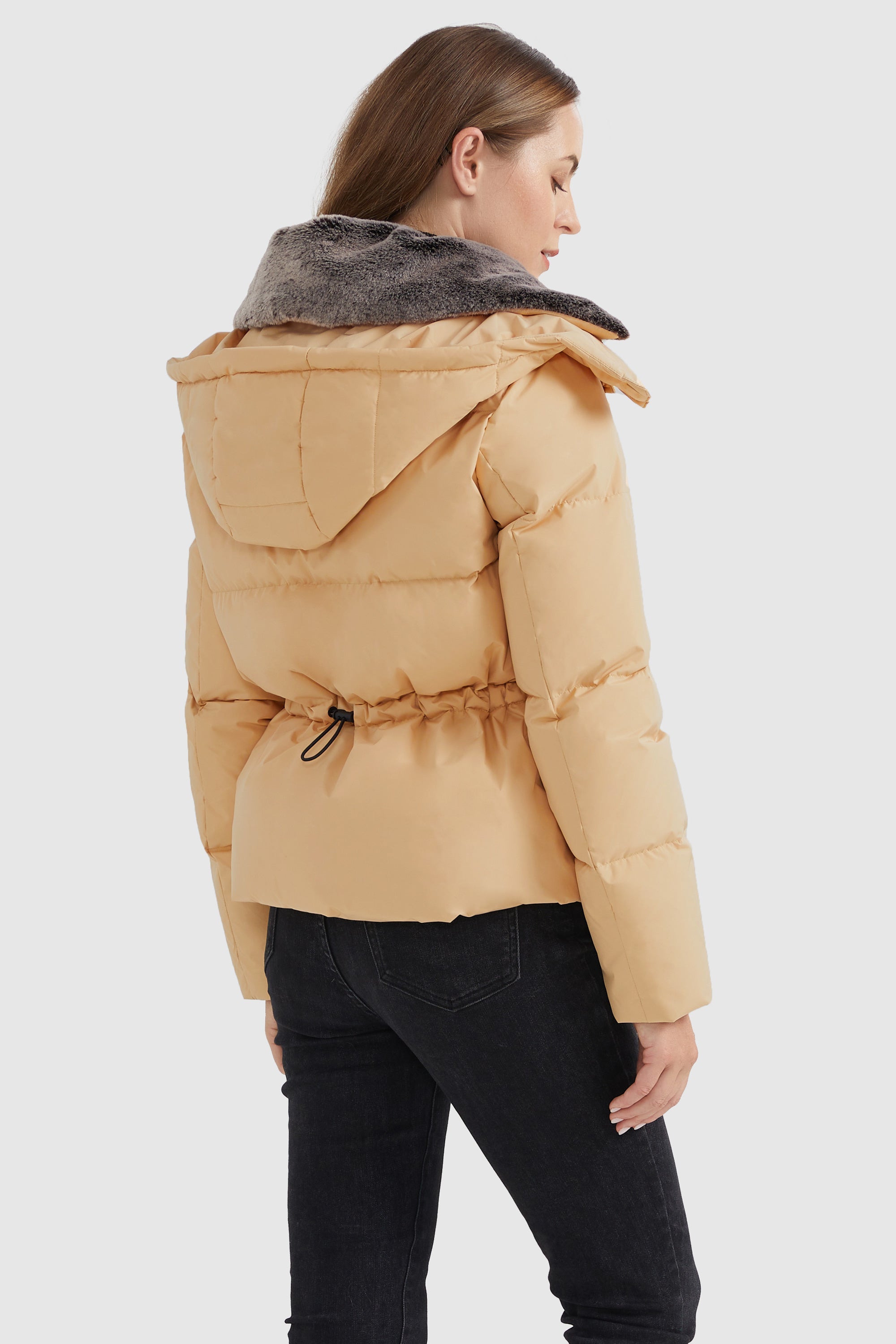 Orolay-Removable Faux Fur Collar Puffer Down Jacket-#color_Dawn