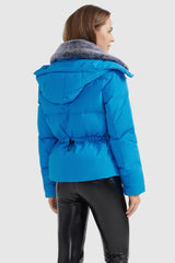 Orolay-Removable Faux Fur Collar Puffer Down Jacket-#color_Malibu Blue