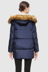 Orolay-Removable Fur Large Pockets Down Jacket-#color_Blueprint