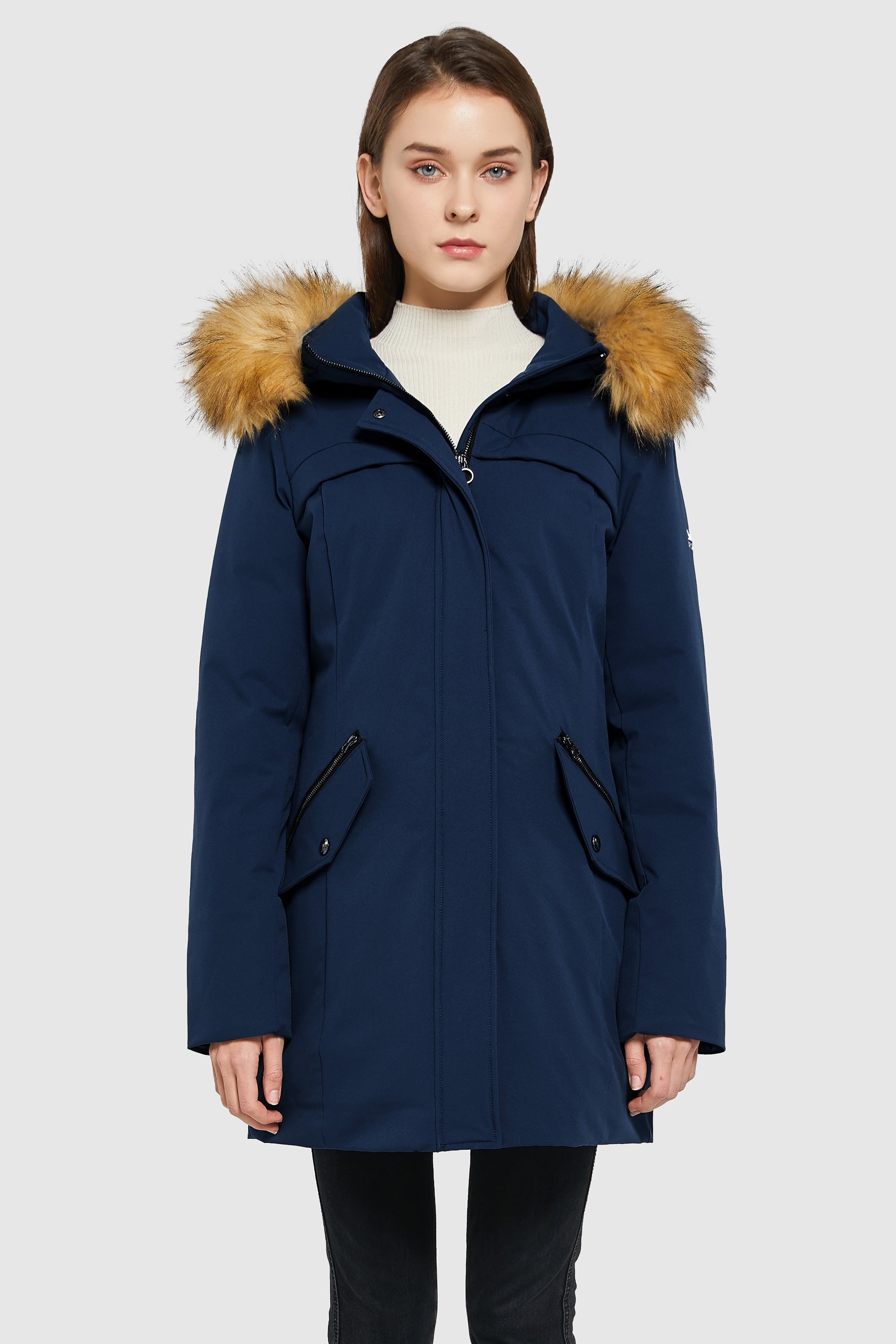 Orolay women's down jacket with removable faux fur trim hood online