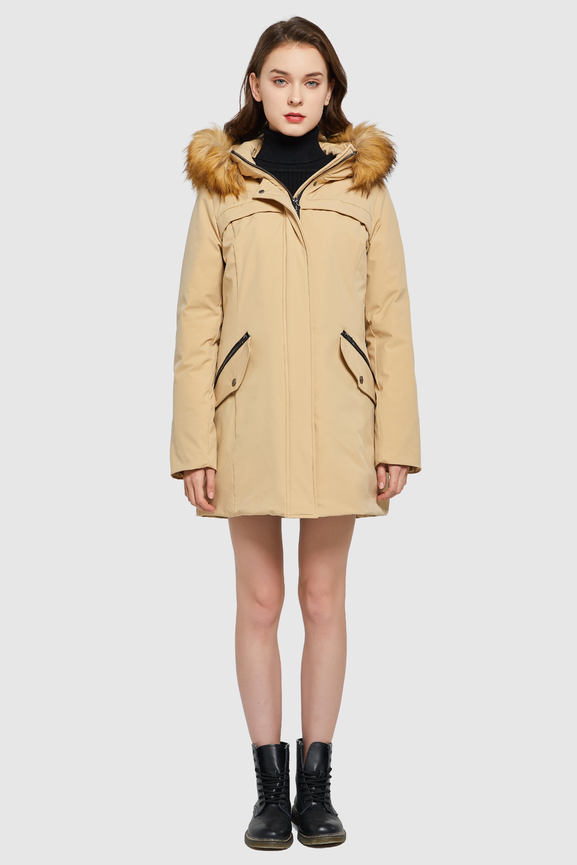 Orolay-Removable Hood Winter Down Coat-#color_Summer Melon