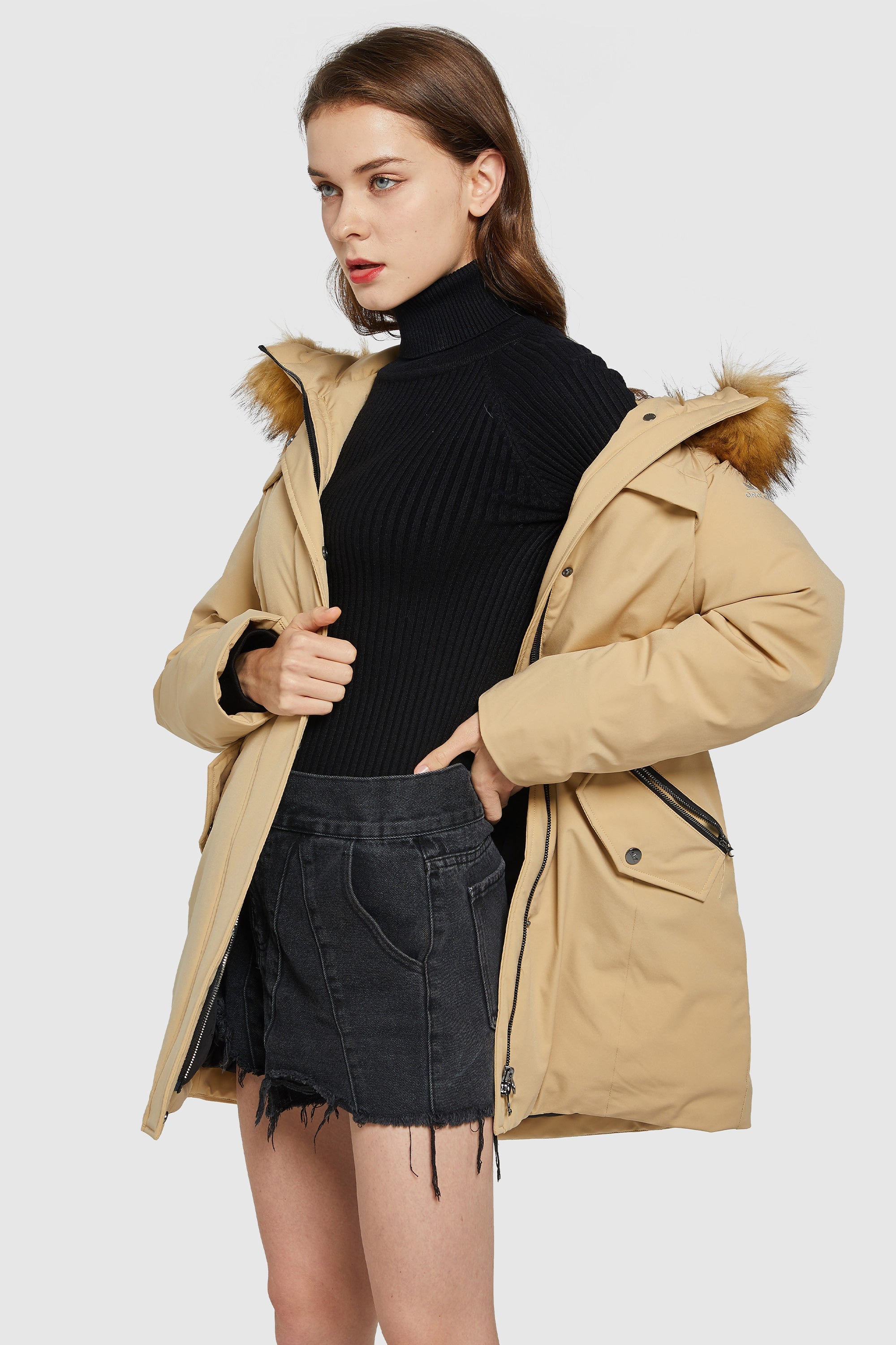 Orolay-Removable Hood Winter Down Coat-#color_Summer Melon